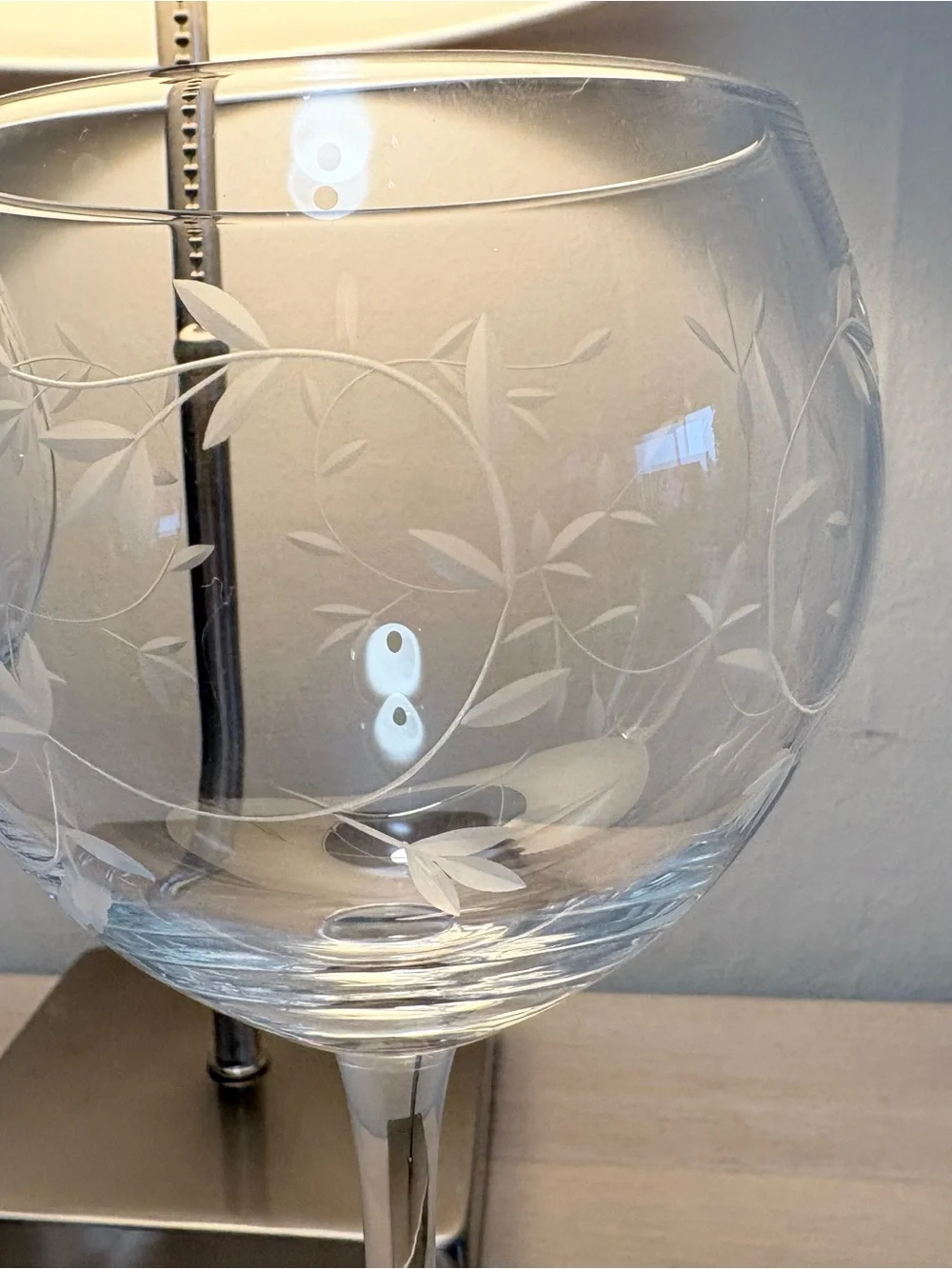 Pair of Lenox Crystal Heather Balloon Wine Glasses